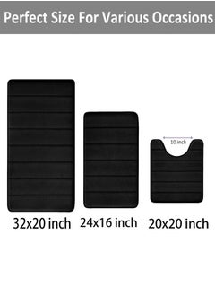 Reelyo Bathroom Mats Memory Foam Bath Rug Set 3 Piece Non-Slip Bath Mats, Absorbent Shaggy Rugs, Machine Wash, Perfect Plush Bathroom Rugs, BathCarpets Set,Bath Mats for Bathroom Home Decor Accessories  - Image 2