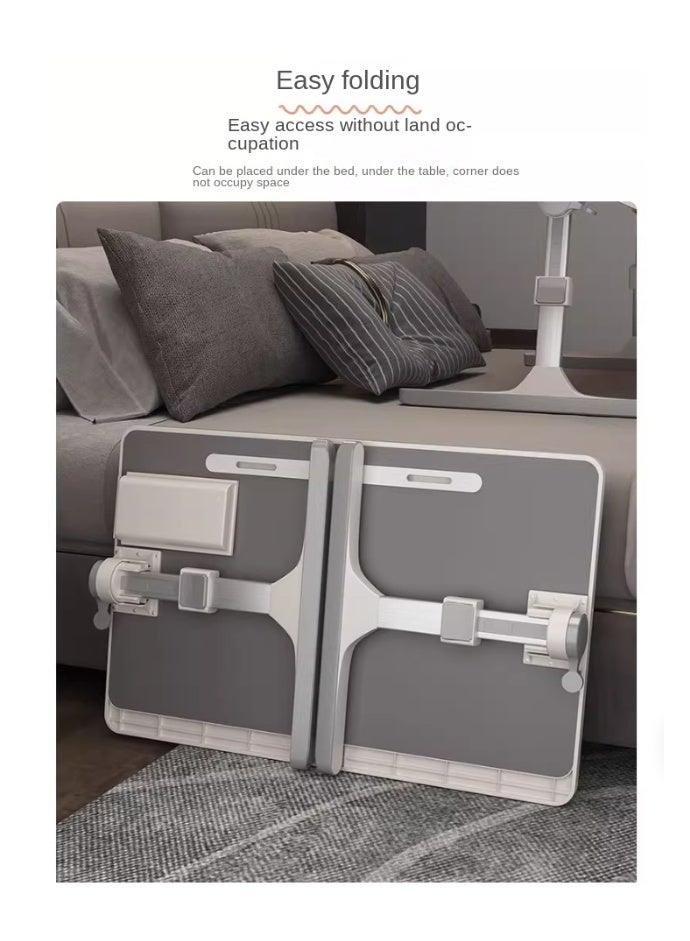 Laptop Bed Tray Desk, Adjustable Folding Laptop Bed Table, Portable Standing Desk, Foldable Lap Tablet Desk with Cup Holder for Bed Couch Sofa Floor, Working, Writing（Oak grain） - Image 5