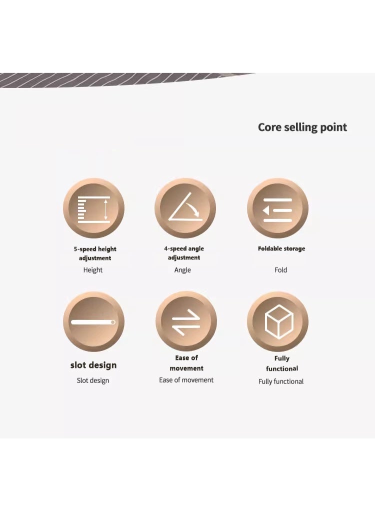 Laptop Bed Tray Desk, Adjustable Folding Laptop Bed Table, Portable Standing Desk, Foldable Lap Tablet Desk with Cup Holder for Bed Couch Sofa Floor, Working, Writing（Oak grain） - Image 2