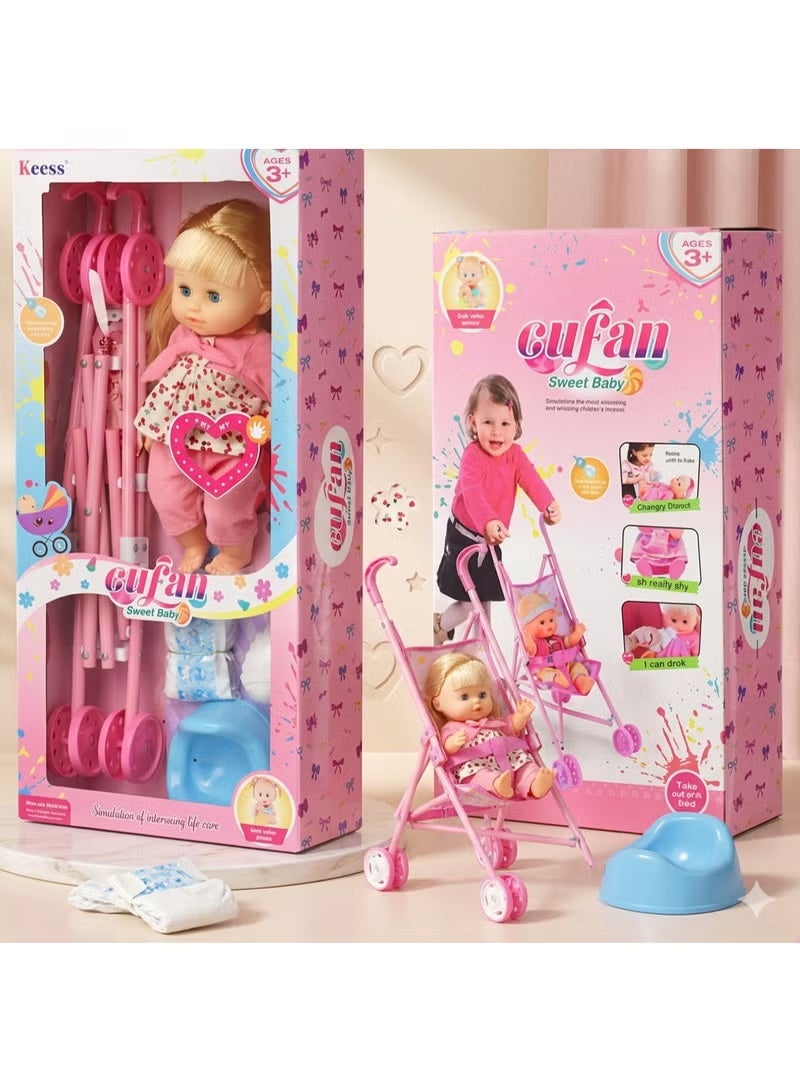 A cute baby doll with a stroller, potty, and diaper – a fun toy that stimulates children's imagination and provides a fun-filled play experience 👶🍼 - Image 4