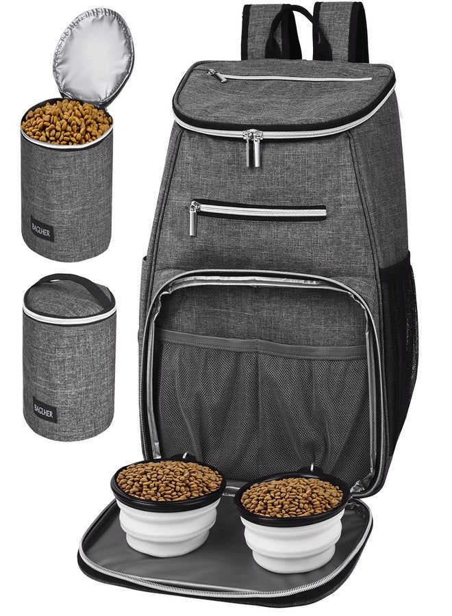 BAGLHER 丨Dog Travel Bag Backpack, Airline Approved Pet Supplies Backpack, Dog Travel Backpack with 2 Silicone Collapsible Bowls and 2 Food Baskets Grey - Image 1