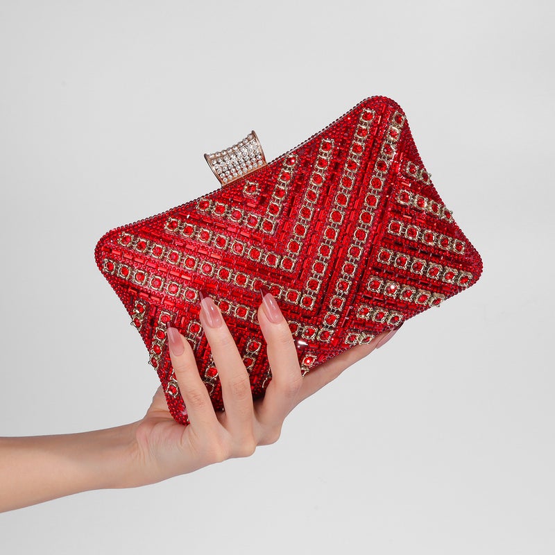 New Fashion Niche Design Diamond-Studded Small Square Bag Shiny Banquet Clutch Bag Cheongsam Evening Banquet Bag Single-Sided Diamond - Image 5
