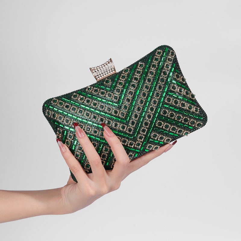 New Fashion Niche Design Diamond-Studded Small Square Bag Shiny Banquet Clutch Bag Cheongsam Evening Banquet Bag Single-Sided Diamond - Image 1