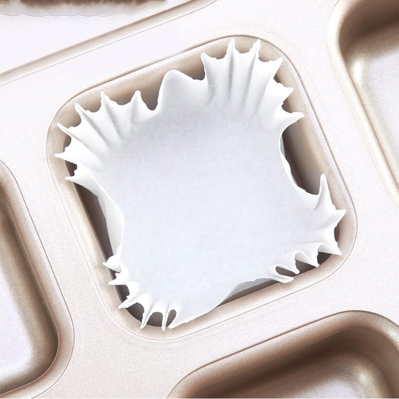 YumSur 100 Count White Cupcake Liners, Square Baking Cup, Paper Cupcake Liners -No Smell, Food Grade & Grease - Image 4