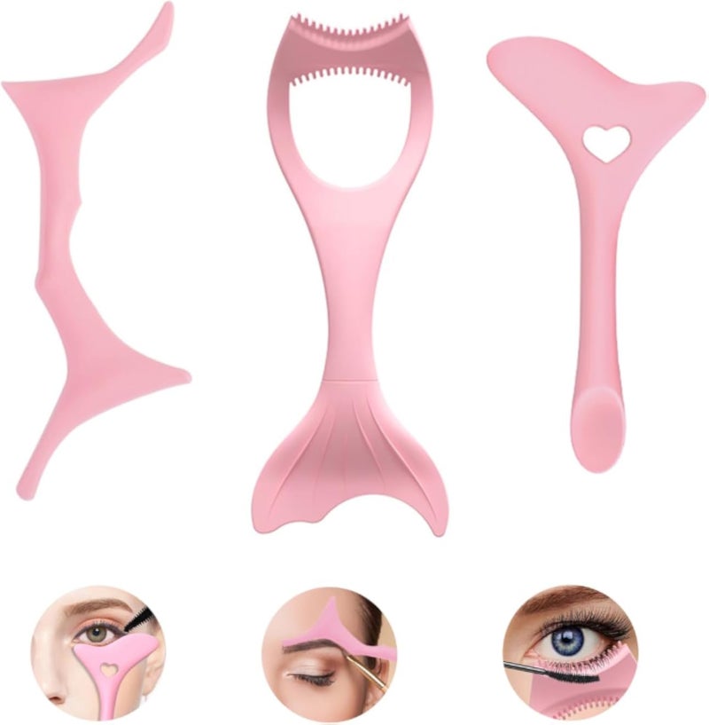 Eyeliner Stencils, 3PCS Silicone Eyeshadow Eyebrow Make-Up Tools Multifunction Mascara Shield Applicator Guard Pads for Beginners, Makeup Winged Aid Tool for Eyelash, Lip Line, Face Contour