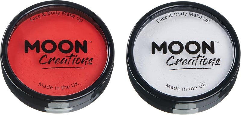 Moon Creations Pro Face Paint Body Makeup Red White England Flag Euro 2025 36g Professional Colour Paint Cake Pots Face Painting Face Paint For Kids Adults Fancy Dress Halloween