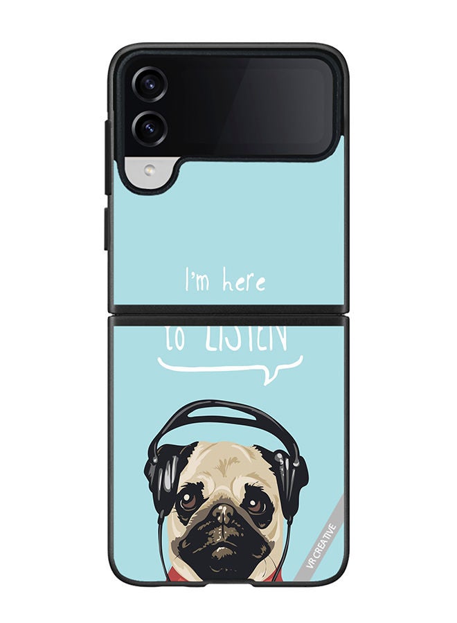 VR CREATIVE Protective Case Cover For Samsung Galaxy Z Flip4 Pug Life Design Multicolour - Image 1