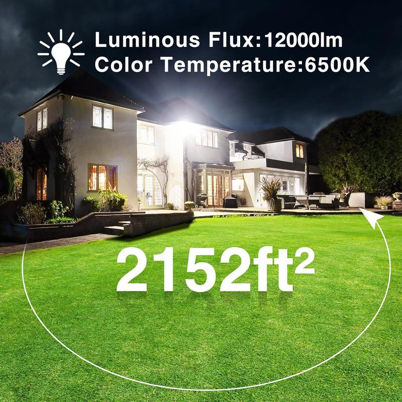Onforu 120 واط ضوء الفيضانات LED خارجي، 12000 لومن أضواء أمان، IP66 مقاوم للماء أضواء LED خارجية، 6500 كيلفن ضوء النهار الأبيض لمصباح الفيضانات للمرآب والفناء والحديقة والاستاد وملعب الألعاب (عبوة 2)  - Image 3