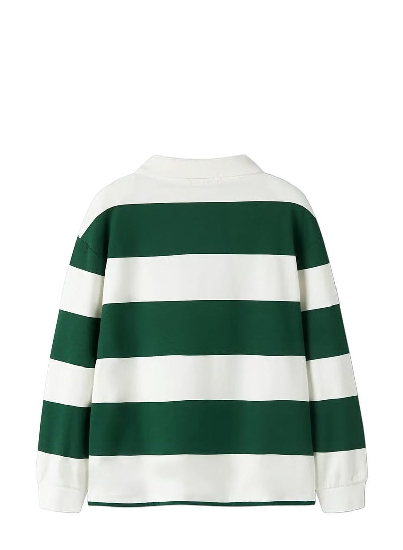 NAME IT Kids Striped Polo Pullover Sweatshirt - Image 2