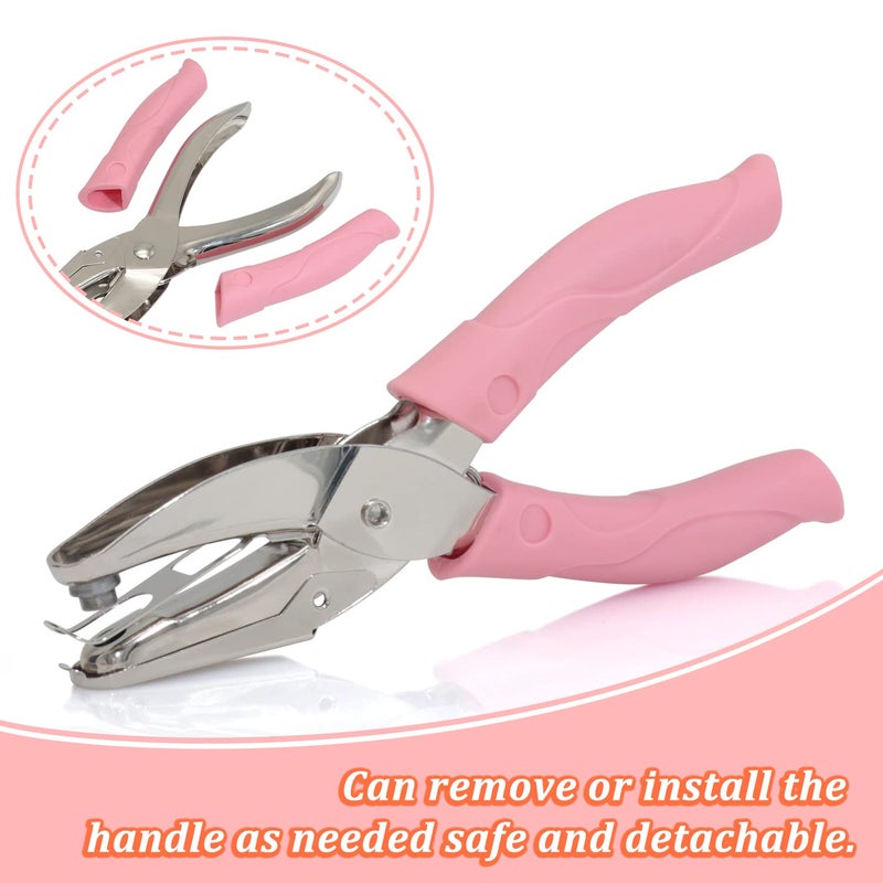 CheeMuii 3 Pieces Metal Handheld Paper Punch Single-Hole Tag Punch Set with Plastic Handle for Circle Holes for DIY Craft Tag - Image 3