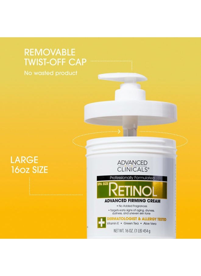 Advanced Clinicals Retinol Cream Face Moisturizer | Crepey Skin Care Treatment | Fragrance Free Body Lotion Targets Look Of Crepe Skin, Wrinkles, & Sagging Skin, 16 Oz (2-Pack)  - Image 2