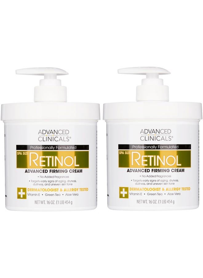 Advanced Clinicals Retinol Cream Face Moisturizer | Crepey Skin Care Treatment | Fragrance Free Body Lotion Targets Look Of Crepe Skin, Wrinkles, & Sagging Skin, 16 Oz (2-Pack)  - Image 1