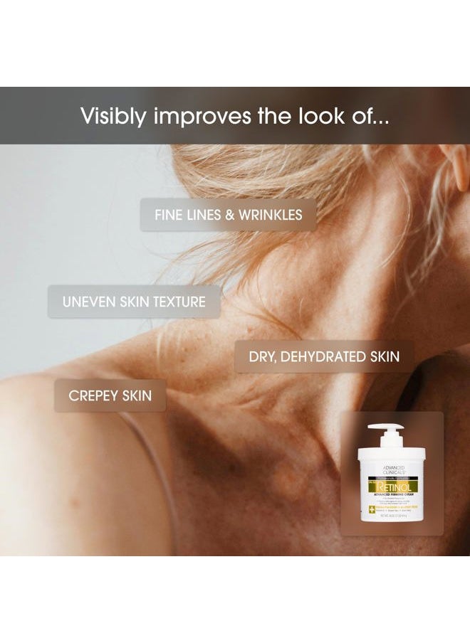 Advanced Clinicals Retinol Cream Face Moisturizer | Crepey Skin Care Treatment | Fragrance Free Body Lotion Targets Look Of Crepe Skin, Wrinkles, & Sagging Skin, 16 Oz (2-Pack)  - Image 3