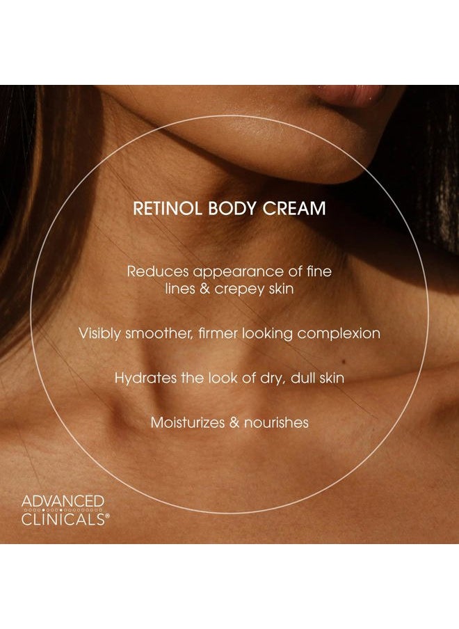 Advanced Clinicals Retinol Cream Face Moisturizer | Crepey Skin Care Treatment | Fragrance Free Body Lotion Targets Look Of Crepe Skin, Wrinkles, & Sagging Skin, 16 Oz (2-Pack)  - Image 5