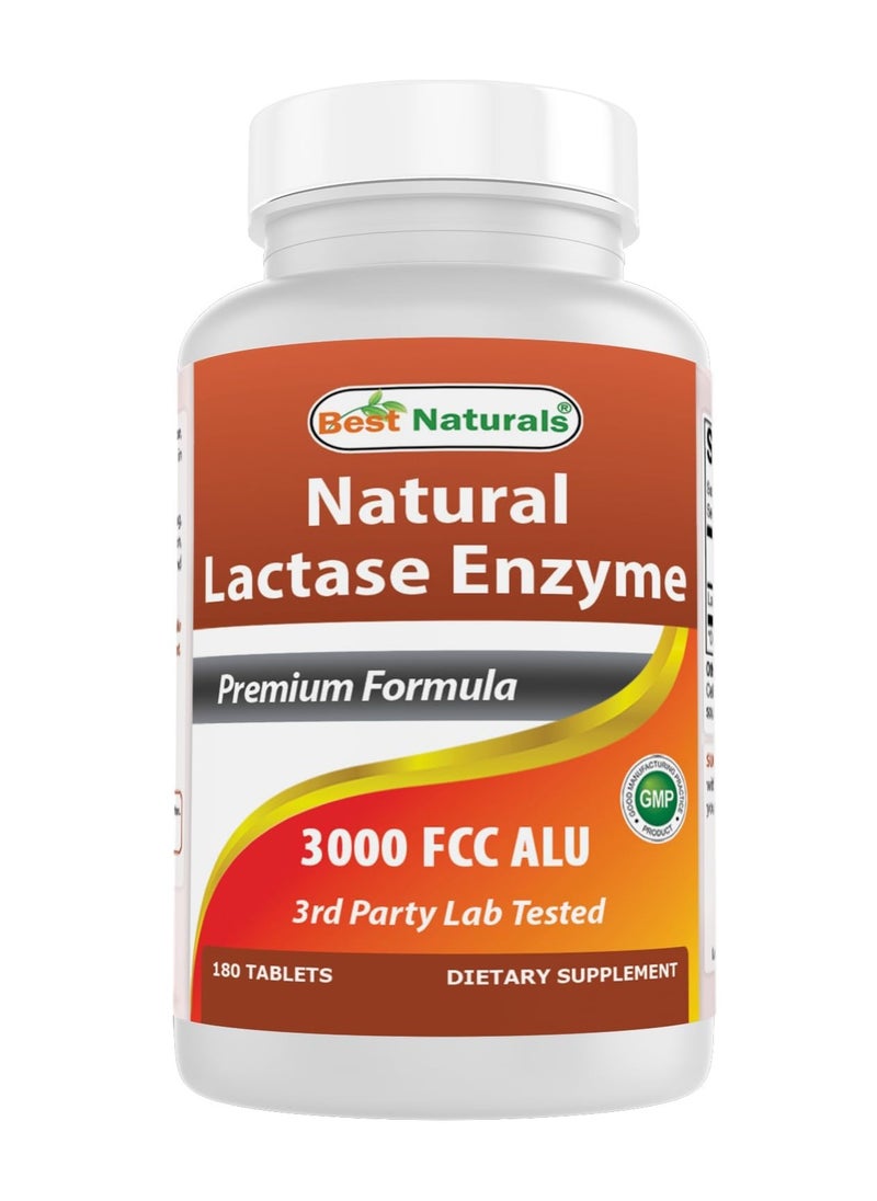 Best Naturals Naturals Lactase Enzyme Tablet, 3000 Fcc Alu, 180 Count  - Image 1
