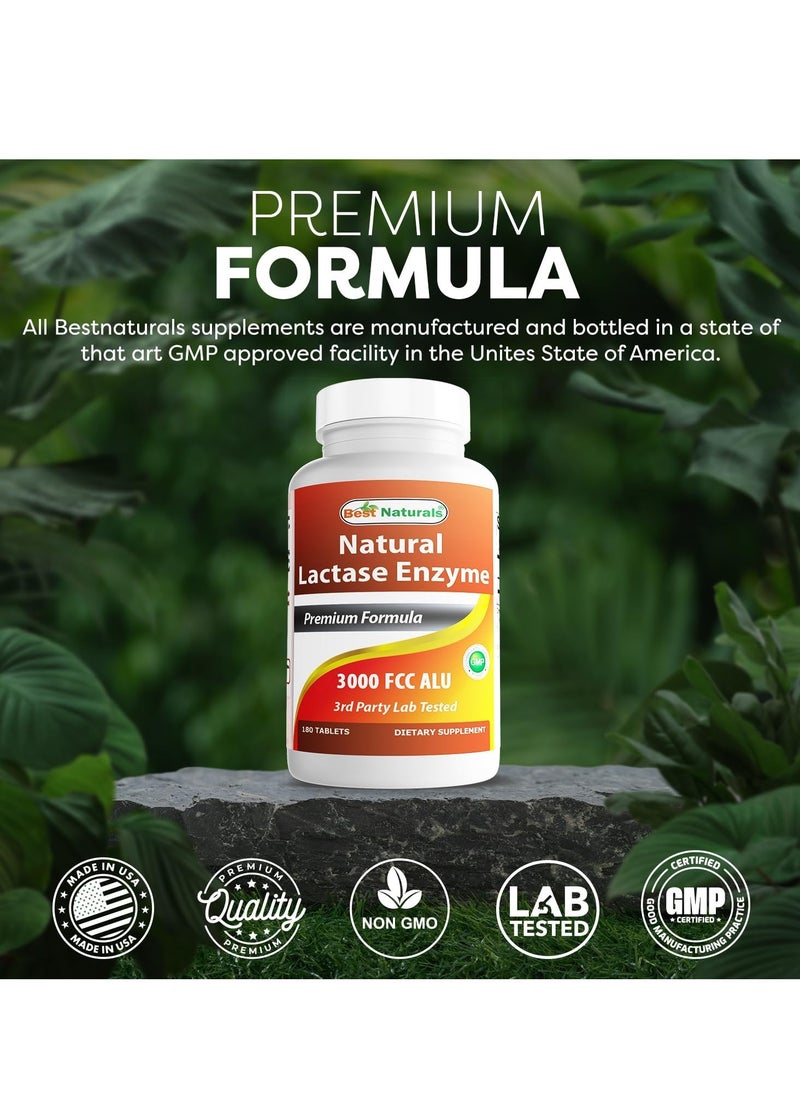 Best Naturals Naturals Lactase Enzyme Tablet, 3000 Fcc Alu, 180 Count  - Image 4