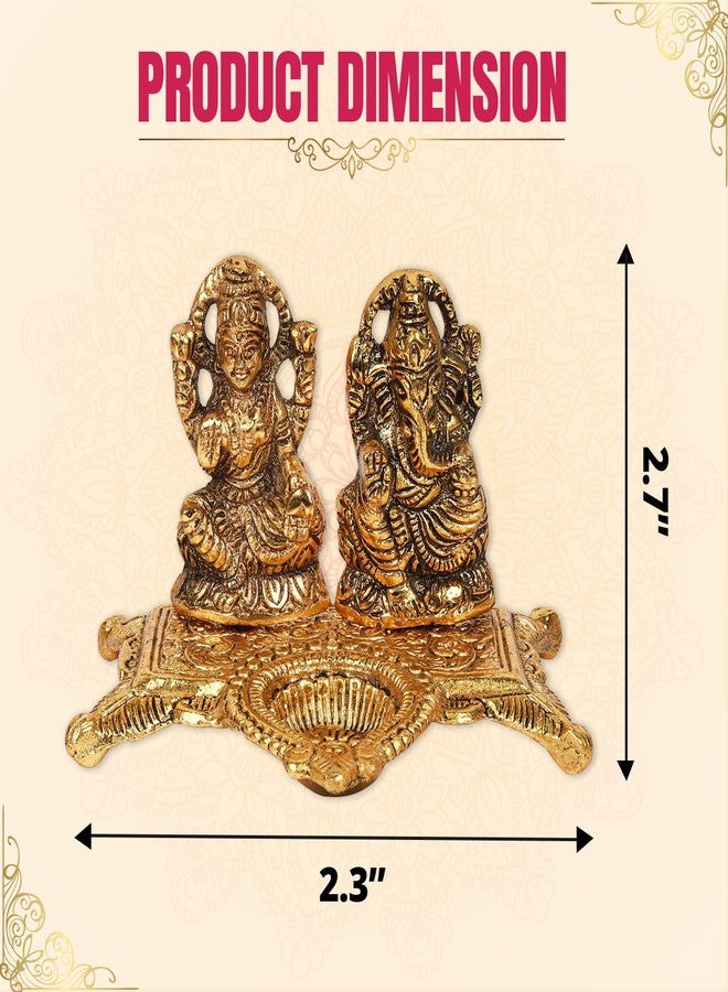 Klassic Ganesha & Laxmi Idol Oil Lamp Diya | Decorative Puja Diya for Home Temple, Diwali Decoration & Festive Gifting | Spiritual Showpiece & Auspicious Decor (Pack of 1) - Image 3