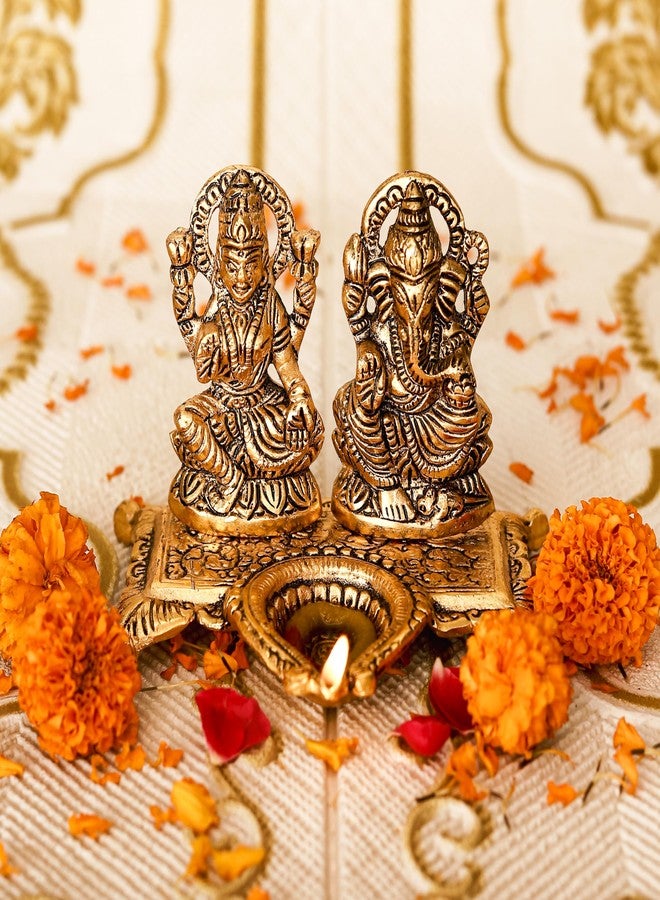 Klassic Ganesha & Laxmi Idol Oil Lamp Diya | Decorative Puja Diya for Home Temple, Diwali Decoration & Festive Gifting | Spiritual Showpiece & Auspicious Decor (Pack of 1) - Image 1
