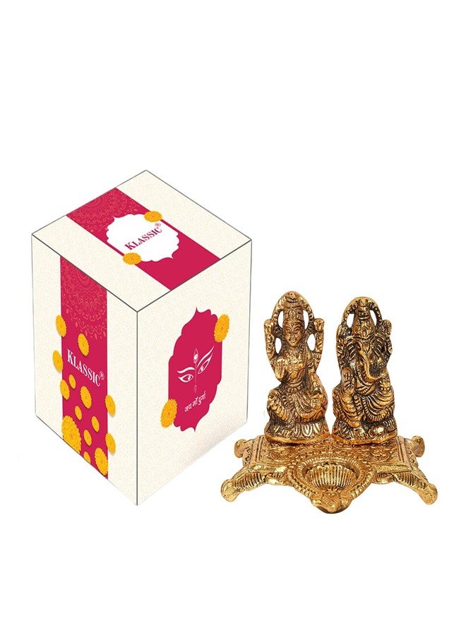 Klassic Ganesha & Laxmi Idol Oil Lamp Diya | Decorative Puja Diya for Home Temple, Diwali Decoration & Festive Gifting | Spiritual Showpiece & Auspicious Decor (Pack of 1) - Image 2