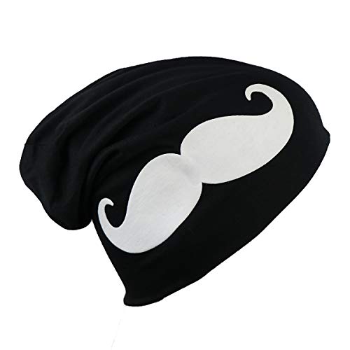 iSWEVEN Cotton Slouchy Beanie and Skull Cap for Summer, Winter, Autumn & Spring Season, Can be Used as a Helmet Cap Too - Free Size (7056A, Black) - Image 1