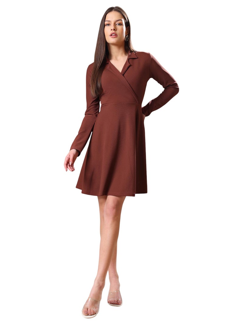 PURVAJA Women’s Fit & Flare Mini Dress (Bely-159_Brown_Large) - Image 1