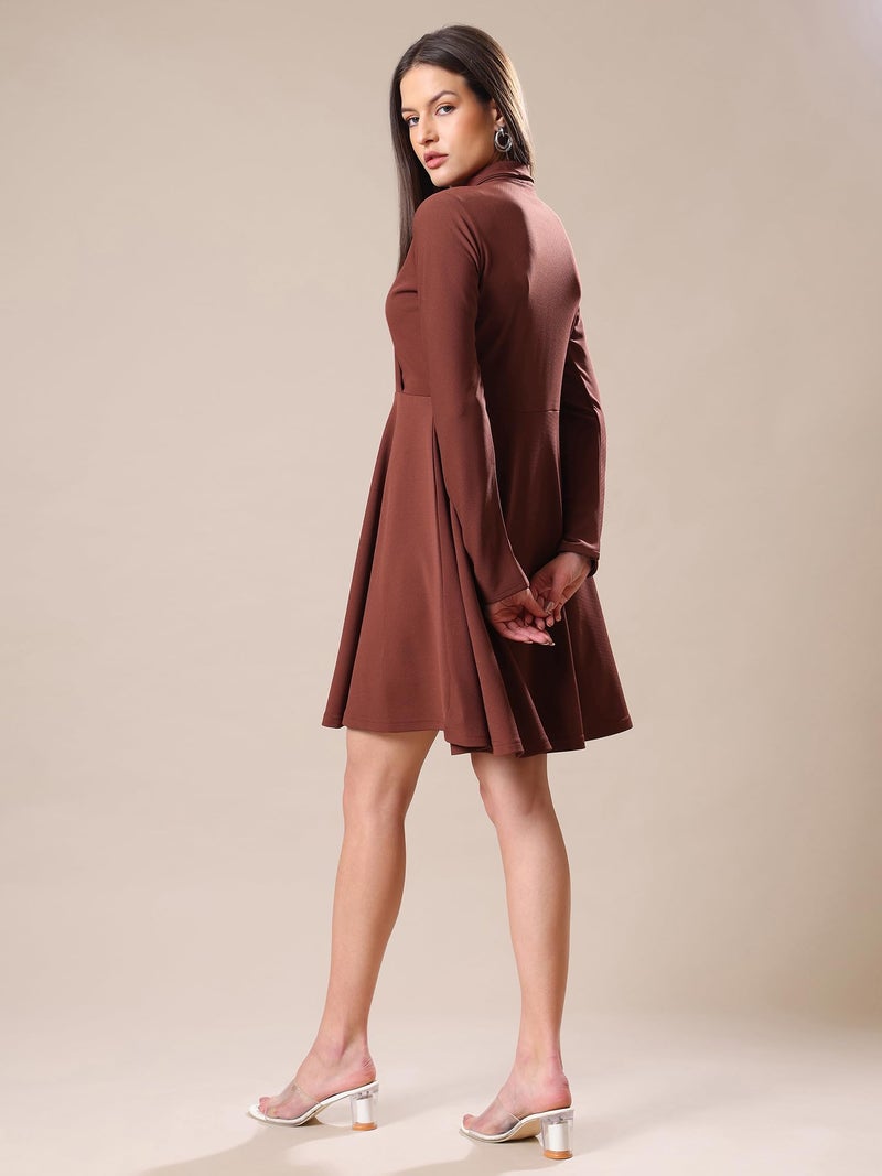 PURVAJA Women’s Fit & Flare Mini Dress (Bely-159_Brown_Large) - Image 3
