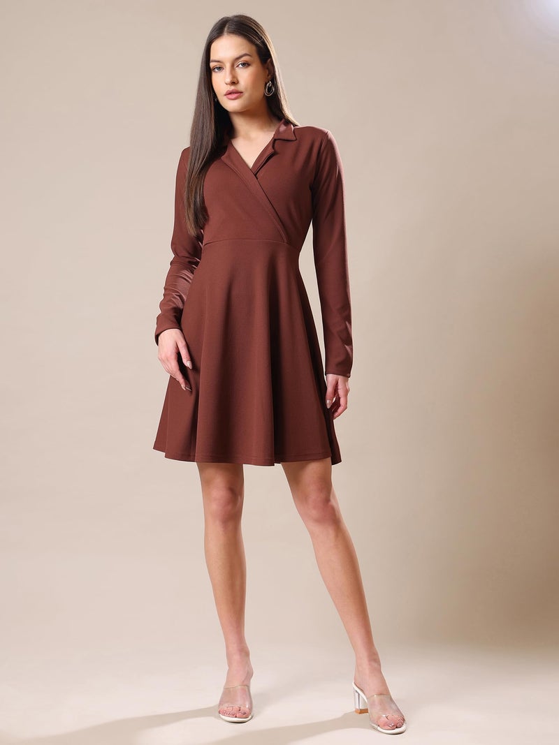 PURVAJA Women’s Fit & Flare Mini Dress (Bely-159_Brown_Large) - Image 4