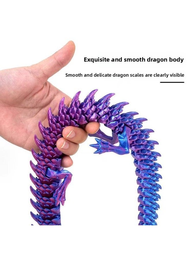 طباعة ثلاثية الأبعاد تنين مشترك ثلاثي الأبعاد نموذج تنين صيني مشترك لعبة أطفال متحركة ديكور مناظر طبيعية - اللون: أبيض - المواصفات: 45 سم - Image 2