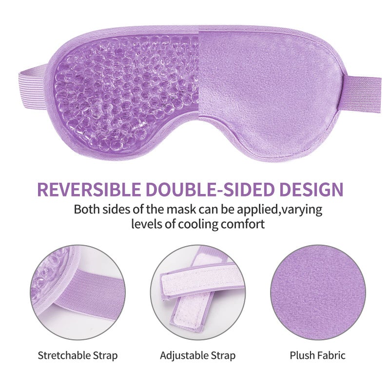 CONSGIJI 2PCS Gel Eye Mask Reusable Cold Therapy Gel Bead Eye Mask for Puffiness/Dark Circles/Eye Bags/Dry Eyes/Headaches/Migraines/Stress Relief, Cooling Compress (Purple) - Image 3
