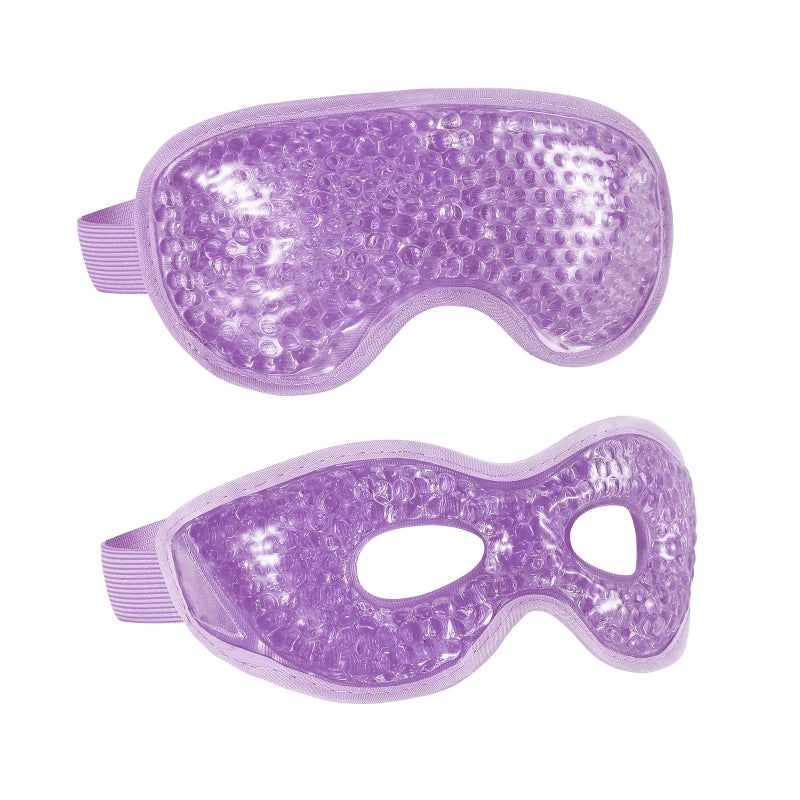 CONSGIJI 2PCS Gel Eye Mask Reusable Cold Therapy Gel Bead Eye Mask for Puffiness/Dark Circles/Eye Bags/Dry Eyes/Headaches/Migraines/Stress Relief, Cooling Compress (Purple) - Image 1