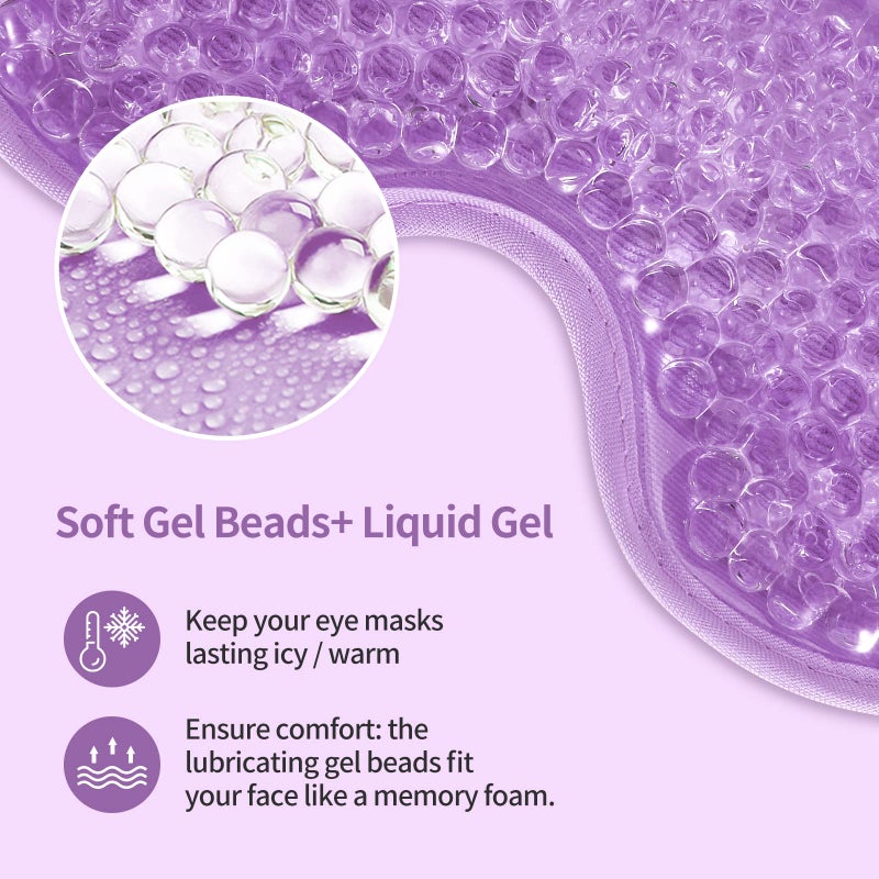 CONSGIJI 2PCS Gel Eye Mask Reusable Cold Therapy Gel Bead Eye Mask for Puffiness/Dark Circles/Eye Bags/Dry Eyes/Headaches/Migraines/Stress Relief, Cooling Compress (Purple) - Image 5