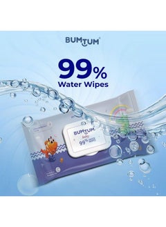 Bumtum Baby Gentle 99% Pure Water Soft Moisturizing Wet Wipes With Lid ; Aloe Vera & Chamomile Extracts ; Paraben & Sulfate Free (Pack Of 1 72 Pcs. Per Pack)  - Image 5
