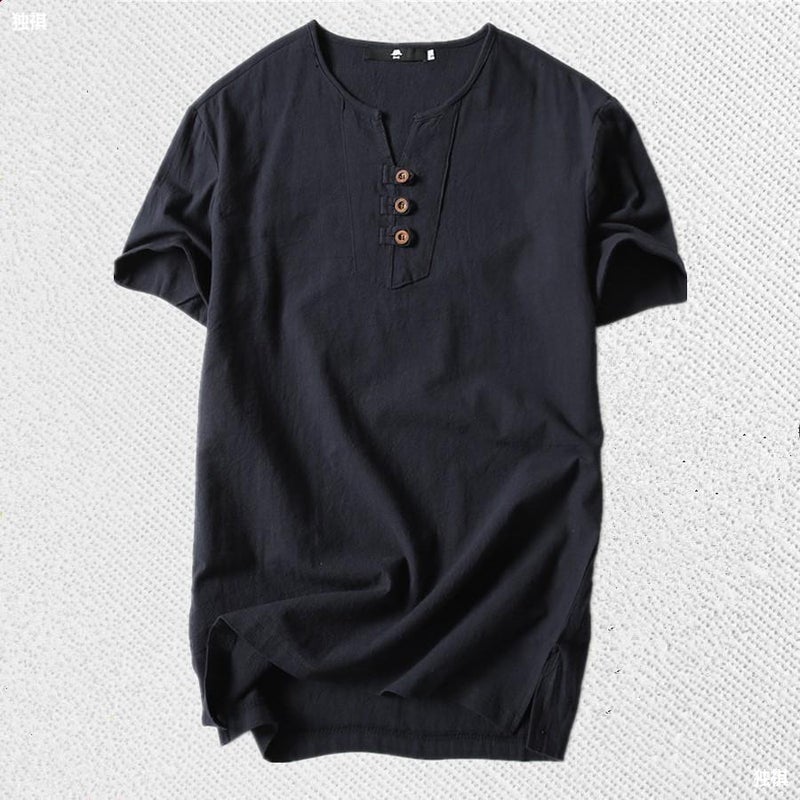 Summer Plus-Size Fat Linen T-Shirt Men'S Thin Fat Loose Cotton Linen T-Shirt Short Sleeve Breathable Sweat-Absorbent - Image 4