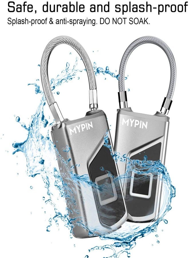 Mypin قفل بصمة الإصبع مع مفتاح احتياطي، قفل بصمة ذكي مقاوم للماء بدون مفتاح مثالي للجيم، الباب، الحقيبة، حقائب السفر، حقيبة الظهر، الدراجة، المكتب - Image 3