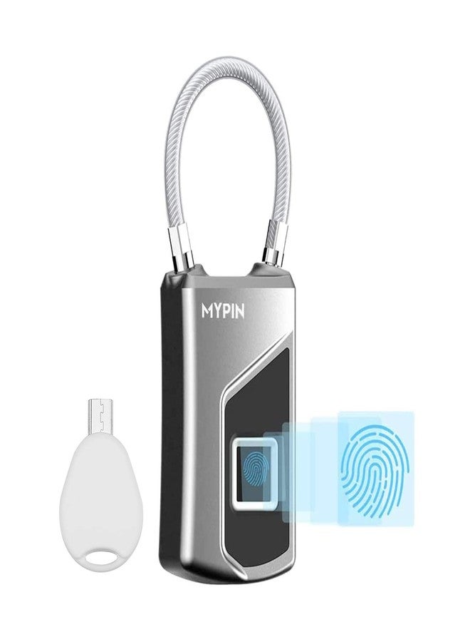 Mypin قفل بصمة الإصبع مع مفتاح احتياطي، قفل بصمة ذكي مقاوم للماء بدون مفتاح مثالي للجيم، الباب، الحقيبة، حقائب السفر، حقيبة الظهر، الدراجة، المكتب - Image 1
