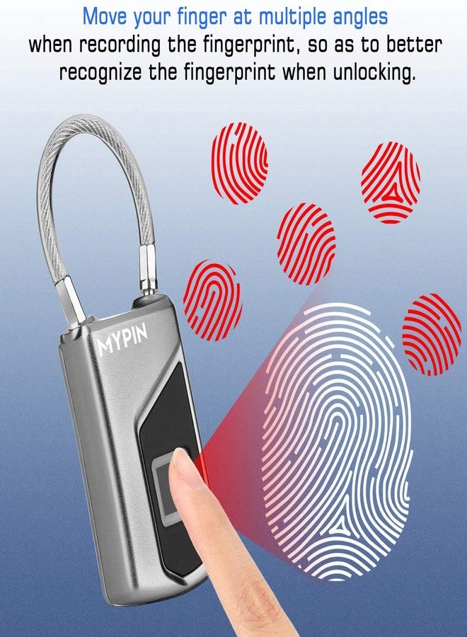 Mypin قفل بصمة الإصبع مع مفتاح احتياطي، قفل بصمة ذكي مقاوم للماء بدون مفتاح مثالي للجيم، الباب، الحقيبة، حقائب السفر، حقيبة الظهر، الدراجة، المكتب - Image 5