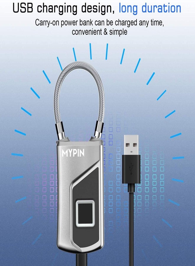 Mypin قفل بصمة الإصبع مع مفتاح احتياطي، قفل بصمة ذكي مقاوم للماء بدون مفتاح مثالي للجيم، الباب، الحقيبة، حقائب السفر، حقيبة الظهر، الدراجة، المكتب - Image 4