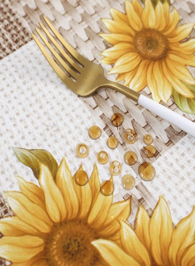 Pioggia مفرش طاولة من الفينيل من بيوجيا مع ظهر من الفلانيل، مقاوم للماء والزيوت، مصنوع من مادة PVC، قابل للمسح، مقاوم للانسكاب، غطاء طاولة بلاستيكي للاستخدام الداخلي والخارجي (عباد الشمس، مستطيل 60 × 102 بوصة) - Image 5