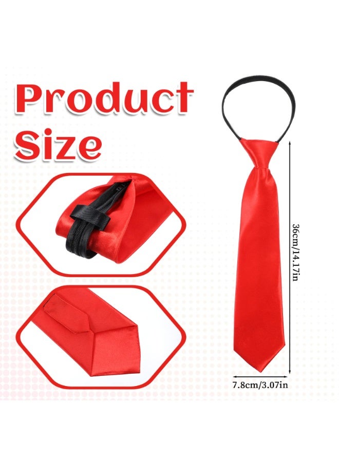 14 Inch Pre-Tied Zipper Boys Red Necktie Adjustable Solid Color Woven Formal Tie For Kids Age School Graduation Uniform Accessories - Image 2