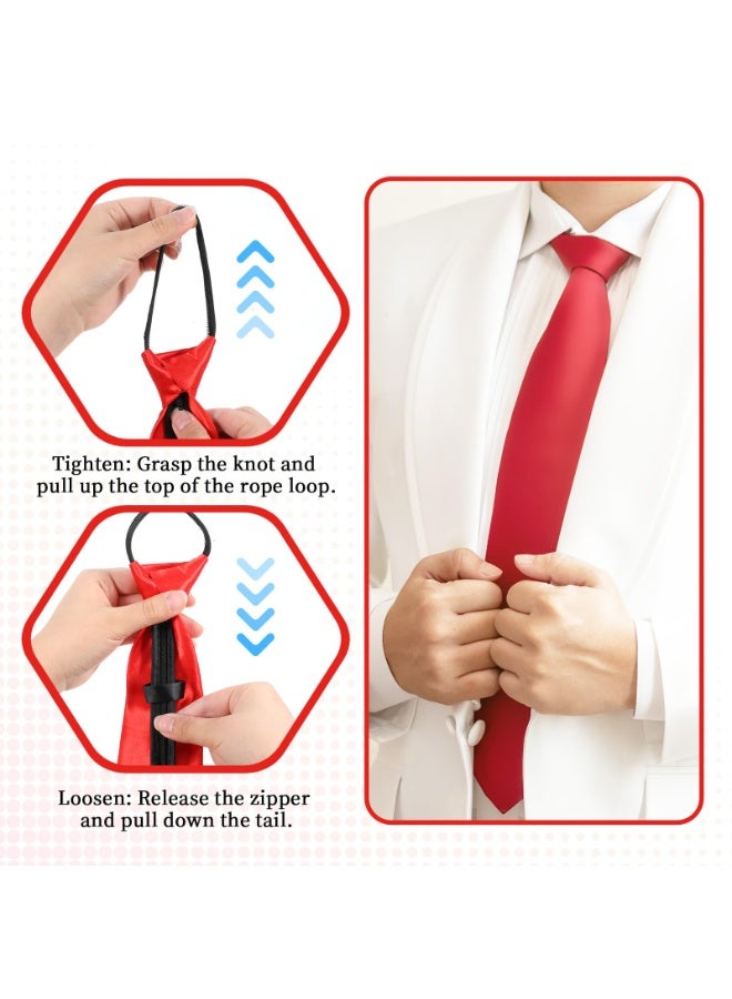14 Inch Pre-Tied Zipper Boys Red Necktie Adjustable Solid Color Woven Formal Tie For Kids Age School Graduation Uniform Accessories - Image 3