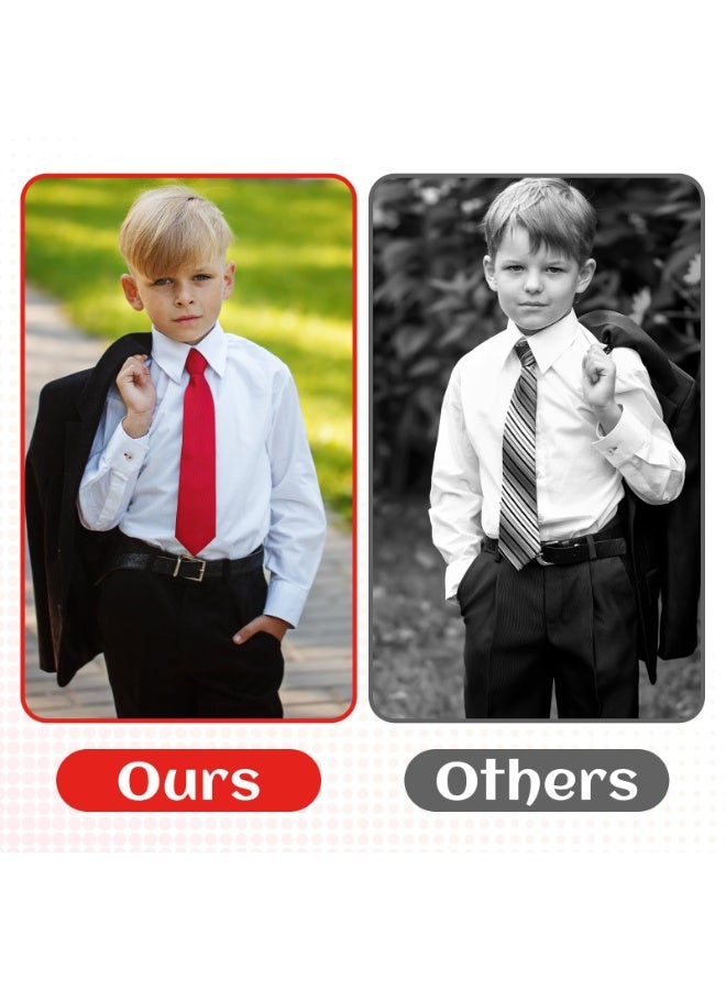 14 Inch Pre-Tied Zipper Boys Red Necktie Adjustable Solid Color Woven Formal Tie For Kids Age School Graduation Uniform Accessories - Image 4