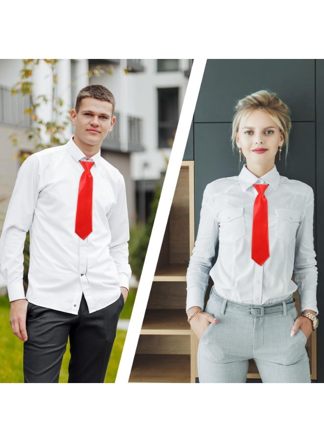 14 Inch Pre-Tied Zipper Boys Red Necktie Adjustable Solid Color Woven Formal Tie For Kids Age School Graduation Uniform Accessories - Image 5
