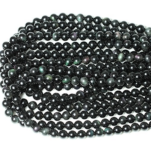 CHEAVIAN 45PCS 8mm Natural Black Obsidian Gemstone Round Loose Beads Crystal Energy Stone Healing Power for DIY Jewelry Making 1 Strand 15