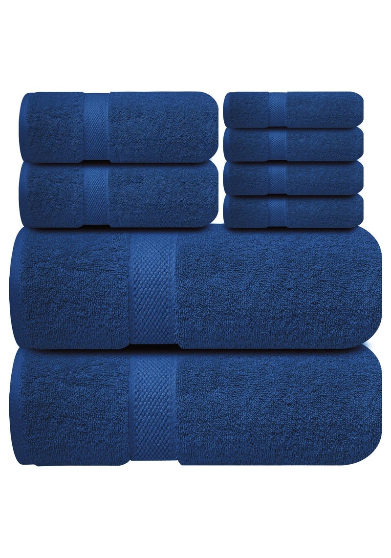Towel Set Pack 8 Premium White Bath Towels Set Cotton Highly Absorbent 2 Bath Towels, 2 Hand Towels and 4 Washcloths - Luxury Hotel Spa Quality Bath Towels for Bathroom