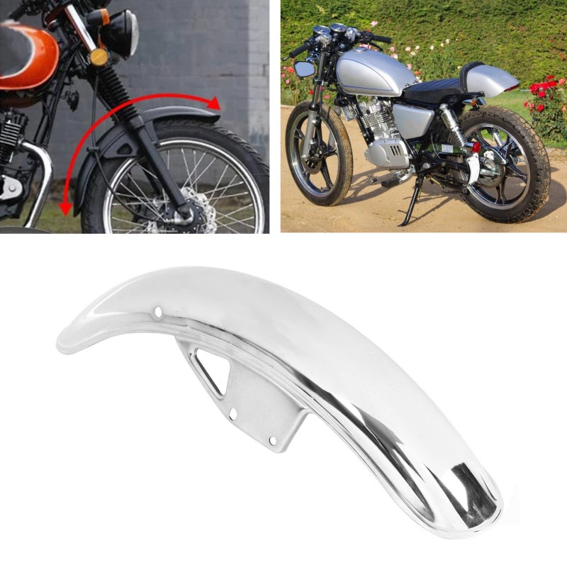 Motorcycle Front Mudguard: Stainless Steel Material, Easy Install Replacement - Corrosion-Resistant Retro Style Mud Flap for Suzuki GN125 Motorcycle Engine & Tire Protection - Image 4
