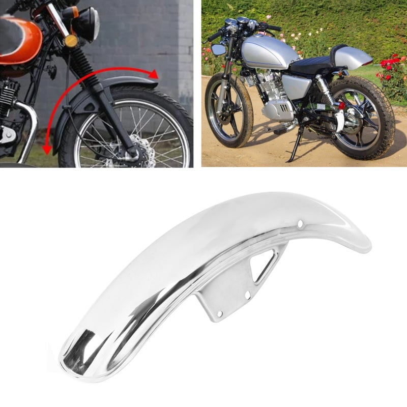 Motorcycle Front Mudguard: Stainless Steel Material, Easy Install Replacement - Corrosion-Resistant Retro Style Mud Flap for Suzuki GN125 Motorcycle Engine & Tire Protection - Image 1