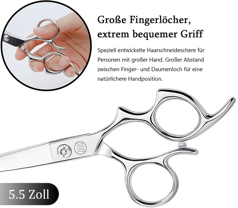 Moontay 5.5" Hair Cutting Shears with Large Finger Holes, Professional Barber Stylist Scissors, Salon Hair Cutting Scissors, 440C Japanese Stainless Steel, Silver - Image 3