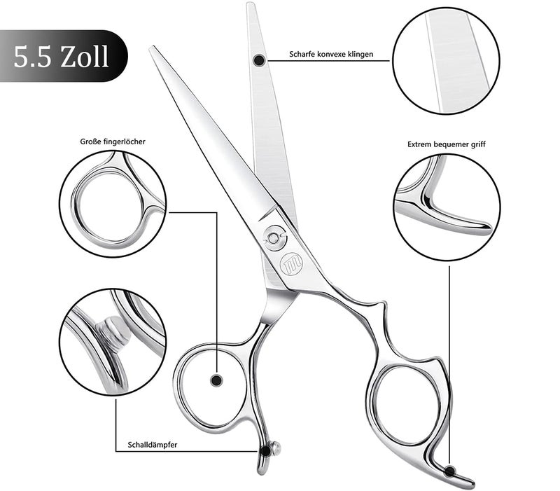 Moontay 5.5" Hair Cutting Shears with Large Finger Holes, Professional Barber Stylist Scissors, Salon Hair Cutting Scissors, 440C Japanese Stainless Steel, Silver - Image 5
