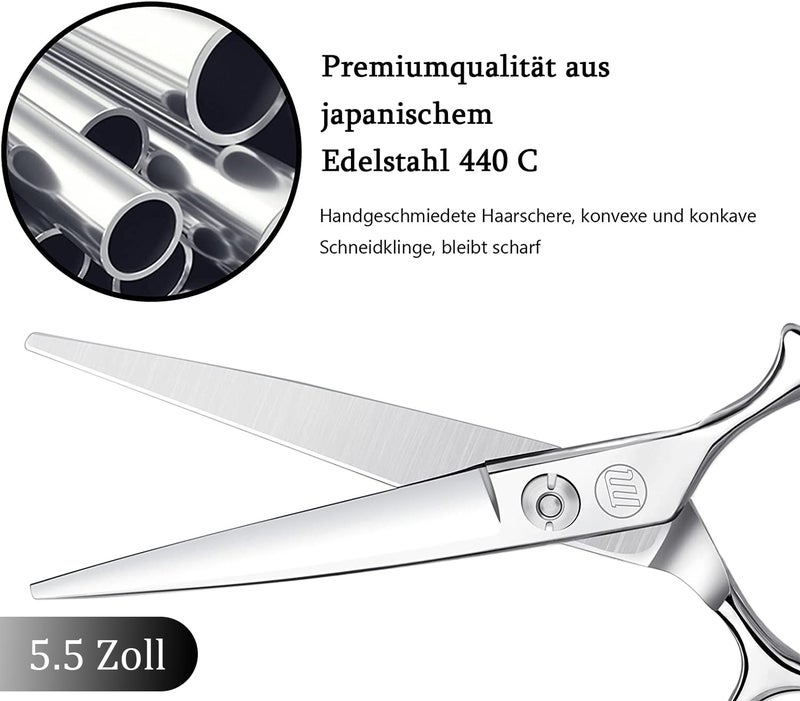 Moontay 5.5" Hair Cutting Shears with Large Finger Holes, Professional Barber Stylist Scissors, Salon Hair Cutting Scissors, 440C Japanese Stainless Steel, Silver - Image 2