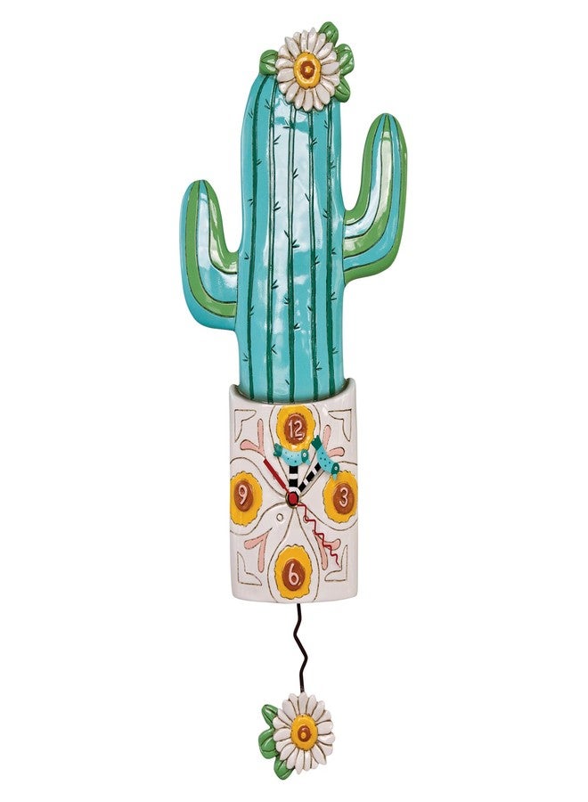 Allen Designs P1856 Whimsical Cactus Pendulum Wall Clock Desert Bloom - Image 1